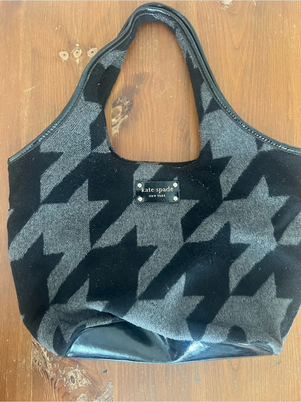 Kate Spade Black & Gray Houndstooth Tote Bag